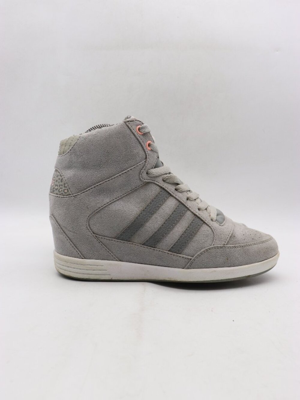 Adidas Neo Super Wedge Women's Size 8 Gray Suede High Top Lace Up Sneakers